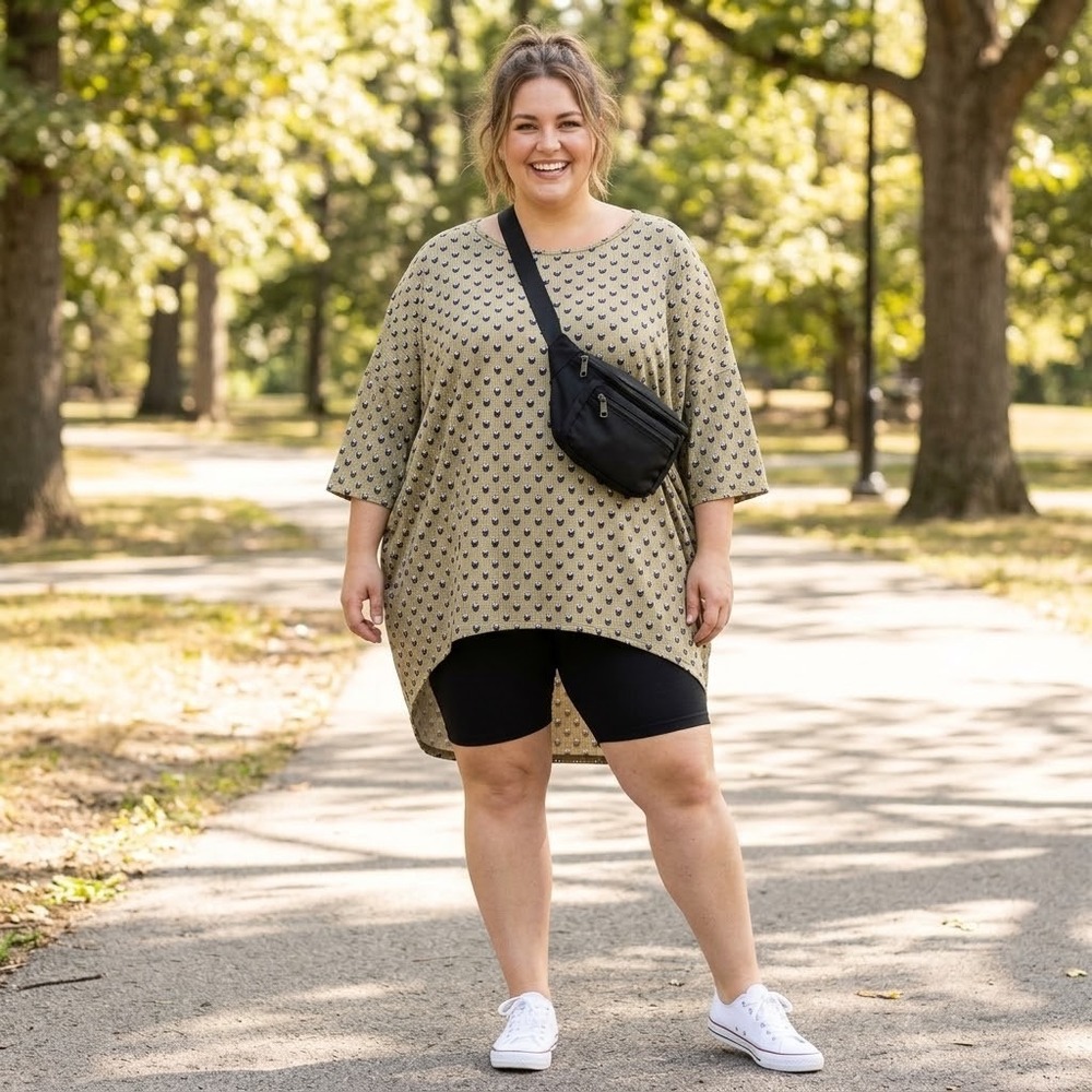 LuLaRoe Disney Minnie Mouse Irma Tunic Top 3X Polka Dot Olive Navy Disneycore